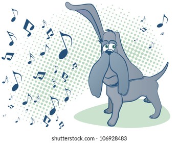 Hound Dog Listening to Music