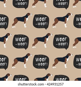 Hound dog whippet seamless pattern  colorful with banner