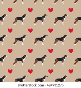 Hound dog whippet seamless pattern  colorful with heart