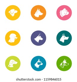 Hound icons set. Flat set of 9 hound vector icons for web isolated on white background
