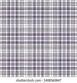 Hounds tooth check plaid pattern seamless vector. Tartan glen plaid in dusty purple and white for skirt, jacket, coat, dress, or other modern fashion textile design.