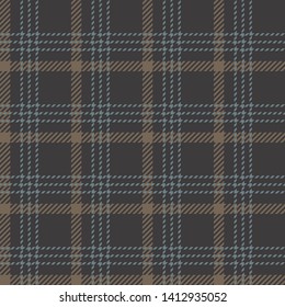 Hounds tooth check plaid pattern seamless vector background in dark grey, brown, and blue for modern textile design.