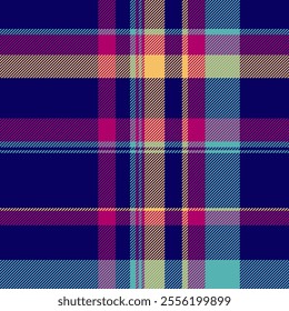 Hounds tooth check seamless texture, dining room vector background fabric. Birthday plaid pattern tartan textile in indigo and pink colors palette.