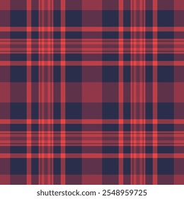Hounds tooth check tartan texture, daisy pattern fabric plaid. Newborn textile background seamless vector in red and dark colors palette.