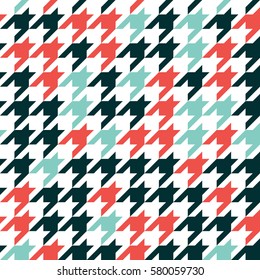 Hounds tooth - colorful geometric pattern. Modern vector background. Seamless texture of superimposed elements. Classical English  print with stripes.