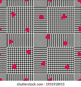 Hounds tooth gingham fabric. Seamless pattern inspired by vintage design. Template for plaids, shirts, napkins, dresses and others.