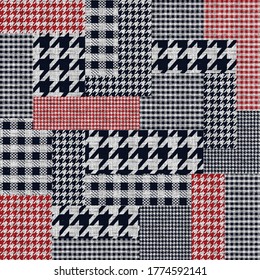hounds tooth patchwork  pattern on black 