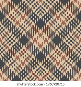 Hounds tooth pattern vector. Brown tweed check plaid graphic for dress, coat, jacket, skirt, or other modern autumn winter textured fabric design.