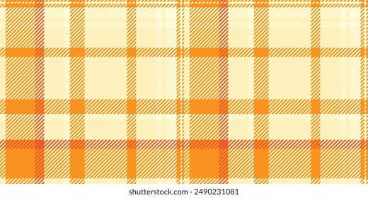 Hounds tooth plaid texture seamless, pyjamas fabric vector pattern. Foot background check tartan textile in orange and light colors palette.