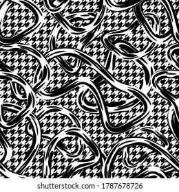 Hounds tooth print with lines Checkered pattern for autumn clothes. Template for scarves, coats, suits, shirts and home decorations.