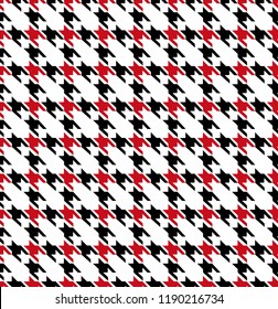 Hounds Tooth In Red And Black Seamless Pattern Background