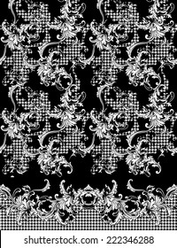 Hounds-tooth  background with border. Baroque pattern 