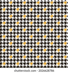 Houndstooth check pattern in black, yellow, white. Seamless dog tooth graphic vector background for scarf, jacket, coat, skirt, other modern spring autumn winter fashion textile print.