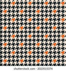 Houndstooth check pattern vector in brown, orange, beige. Seamless dark dog tooth graphic background for scarf, dress, other modern spring autumn winter fashion textile print. Goose doot tweed design.