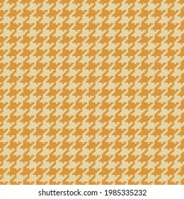 Houndstooth check pattern vector in mustard yellow. Seamless spring autumn dog tooth background graphic for scarf, coat, dress, other modern fashion textile print. Pixel goose foot design.