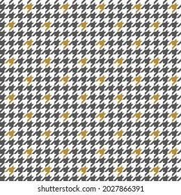 Houndstooth check plaid pattern for scarf design in grey, gold, white. Seamless dog tooth vector background for scarf, jacket, coat, skirt, other spring autumn winter fashion textile print.