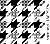 Houndstooth classic motif black and white template. Simple geometric pie de poul allover print block for apparel textile, garment, dress fabric, man scarf. Eighties fashion hatch design vector graphic