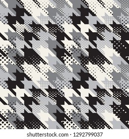 Houndstooth with dots screen vector seamless pattern