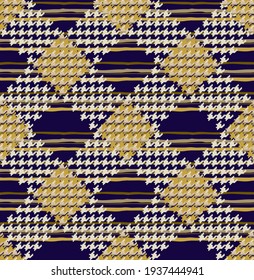 houndstooth fabric pattern with striped background, perfect for textiles and decoration