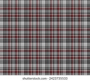 Houndstooth fabric pattern, white, black, brown, seamless background for textiles, design of clothes, skirts, pants or decorative fabric. Vector illustration.