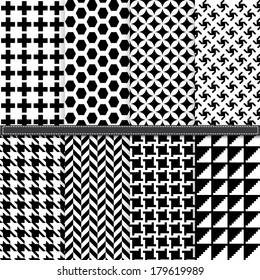 Houndstooth and Geometric seamless pattern set - Illustration