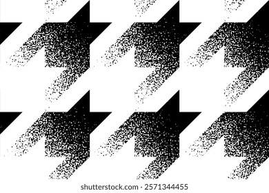 Hounds-tooth halftone grunge pattern. Dissolive effect. Vector seamless pattern