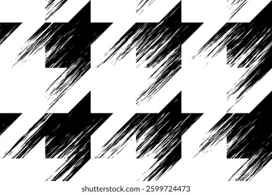 Hounds-tooth halftone grunge pattern. Dissolive effect. Vector seamless pattern