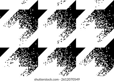Hounds-tooth halftone pixelated grunge pattern. Dissolive effect. Vector seamless pattern