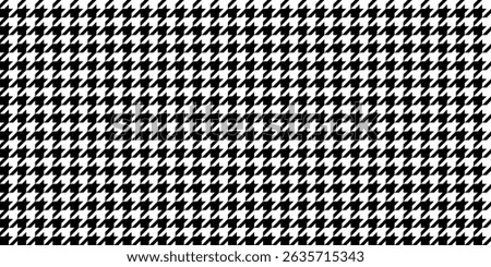 Houndstooth pattern. Dogtooth background. Pied de poule textile motif. Plaid, scarf or cloth fabric print. Retro tweed textile design. Classic duotone ornament. Vector graphic illustration.