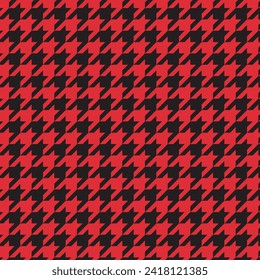 Houndstooth pattern in red and black.Seamless pattern dogstooth geometric check plaid vector background. Repeat pattern graphic illustration.