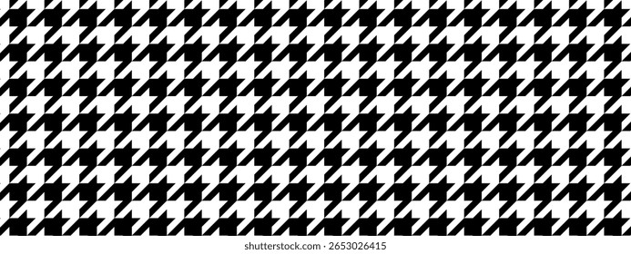 Padrão Houndstooth. Plano de fundo dogtooth repetido. Pied de poule motivo têxtil. Estampagem de tecido xadrez, cachecol ou tecido. Design de tweed clássico. Ornamento duotônico xadrez. Ilustração gráfica vetorial.