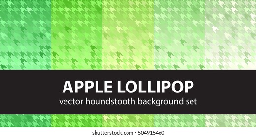 Houndstooth pattern set "Apple Lollipop". Vector seamless backgrounds