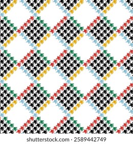 Houndstooth Pepita seamless pattern. Repeating Pepito texture. Repeated abstract argyles for design BW prints. Repeated houndstooth plaids and dogtooth.