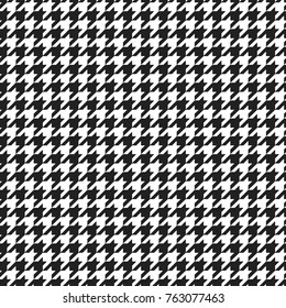 Houndstooth plaid pattern. Alternating black and white hounds tooth check seamless background. Vector illustration.