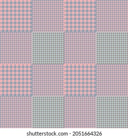 Diseño de patrones de cuadrados de manto dorado. Colores: rosa, azul, marrón.