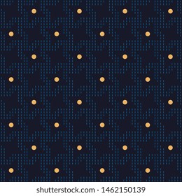 Houndstooth, polka dot modern mixed pattern hatching melange check design in shades of blue. Simple geo wax all over print block for apparel textile, fashion garment, ladies dress fabric, mens shirt.