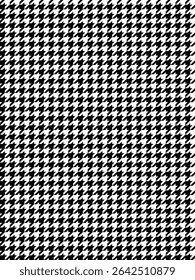 Houndstooth seamless black white repeating pattern.Dogtooth traditional Scotland twill weave background.Pied de poule vector illustration backdrop.design for print textile fashion,decor,brand,apparel.