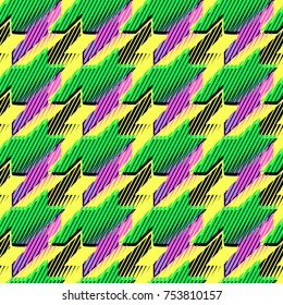 Houndstooth seamless pattern for clothes design.Trendy fabric abstract print with  houndstooth  black set on colorful backdrop Geometric improvisation on a classical motive