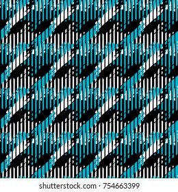 Houndstooth seamless pattern for clothes design.Trendy fabric abstract print with  houndstooth  black set on colorful backdrop Geometric improvisation on a classical motive