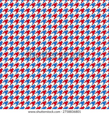 Houndstooth Seamless Pattern Red Blue Classic Geometric Textile Background
