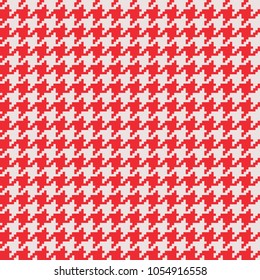 Houndstooth seamless pattern red and pink. Vector illustration.