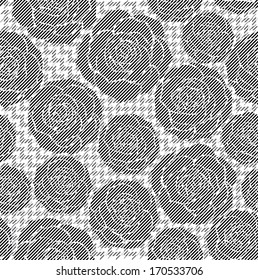 Hounds-tooth seamless pattern with roses 