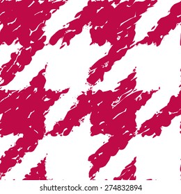 Houndstooth Seamless Pattern in Trendy Marsala Color. Hand Drawing Vector Background for Textile Design