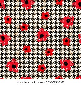 Houndstooth seamless pattern. Vintage textile texture. Classic fashion. crowbars images pattern