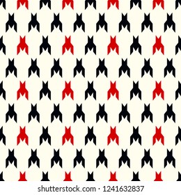 Hounds-tooth seamless vector pattern. Geometric print in black and red color . Classical English background Glen plaid Glenurquhart check for fashion design.