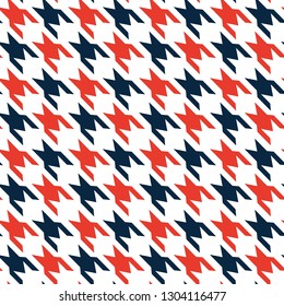 Hounds-tooth seamless vector pattern. Geometric print in black and red color . Classical English background Glen plaid Glenurquhart check for fashion design. eps10