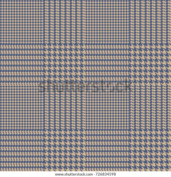 Hounds Toothのシームレスなベクター画像パターン 暗い青とベージュ色の幾何学的な印刷 ファッションデザインのクラシック英語の背景にグレンプレイド グレンルクハートチェック のベクター画像素材 ロイヤリティフリー