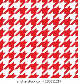 Houndstooth seamless vector red and white pattern or background. Traditional Scottish plaid fabric collection for website background or desktop wallpaper.