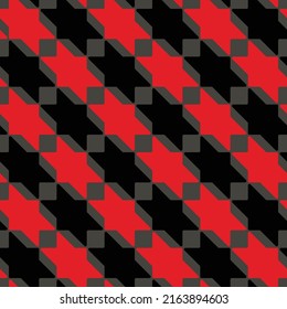 Houndstooth Style Geometric Abstract Diagonal Seamless Pattern Trendy Fashion Colors Minimal Vector Pattern Perfect for Allover Fabric Print Black Red Tones