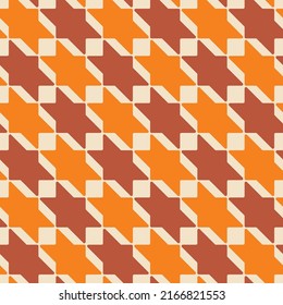 Houndstooth Style Geometric Abstract Diagonal Seamless Pattern Trendy Fashion Colors Minimal Vector Pattern Perfect for Allover Fabric Print Orange Amber Brown Tones